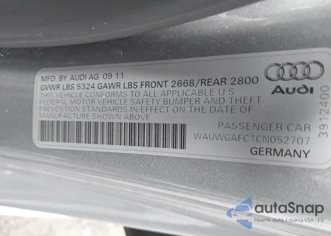 2012 Audi A7 Premium from USA, damaged, VIN WAUWGAFC1CN052707